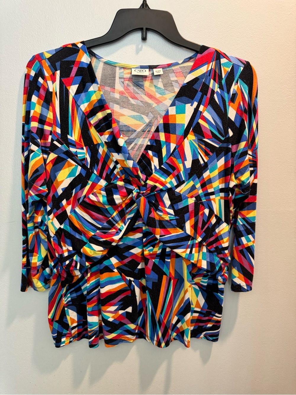Plus Size Cato Multicolor Geometric Twist-Front Women's Top 18/20